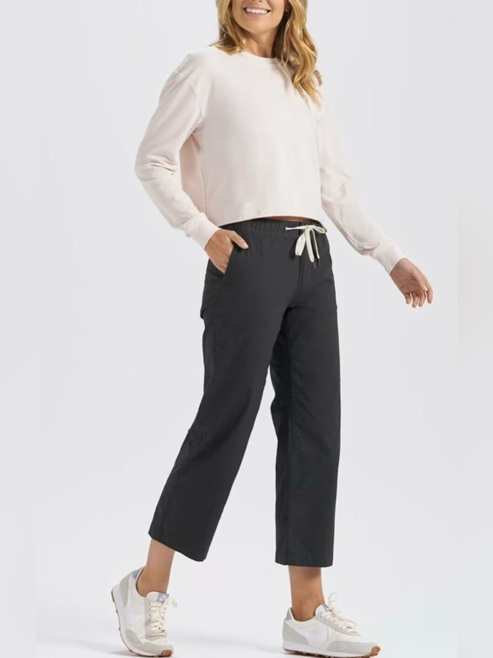 Vuori Ripstop Wide Leg Crop Charcoal Gray Pants Size Small